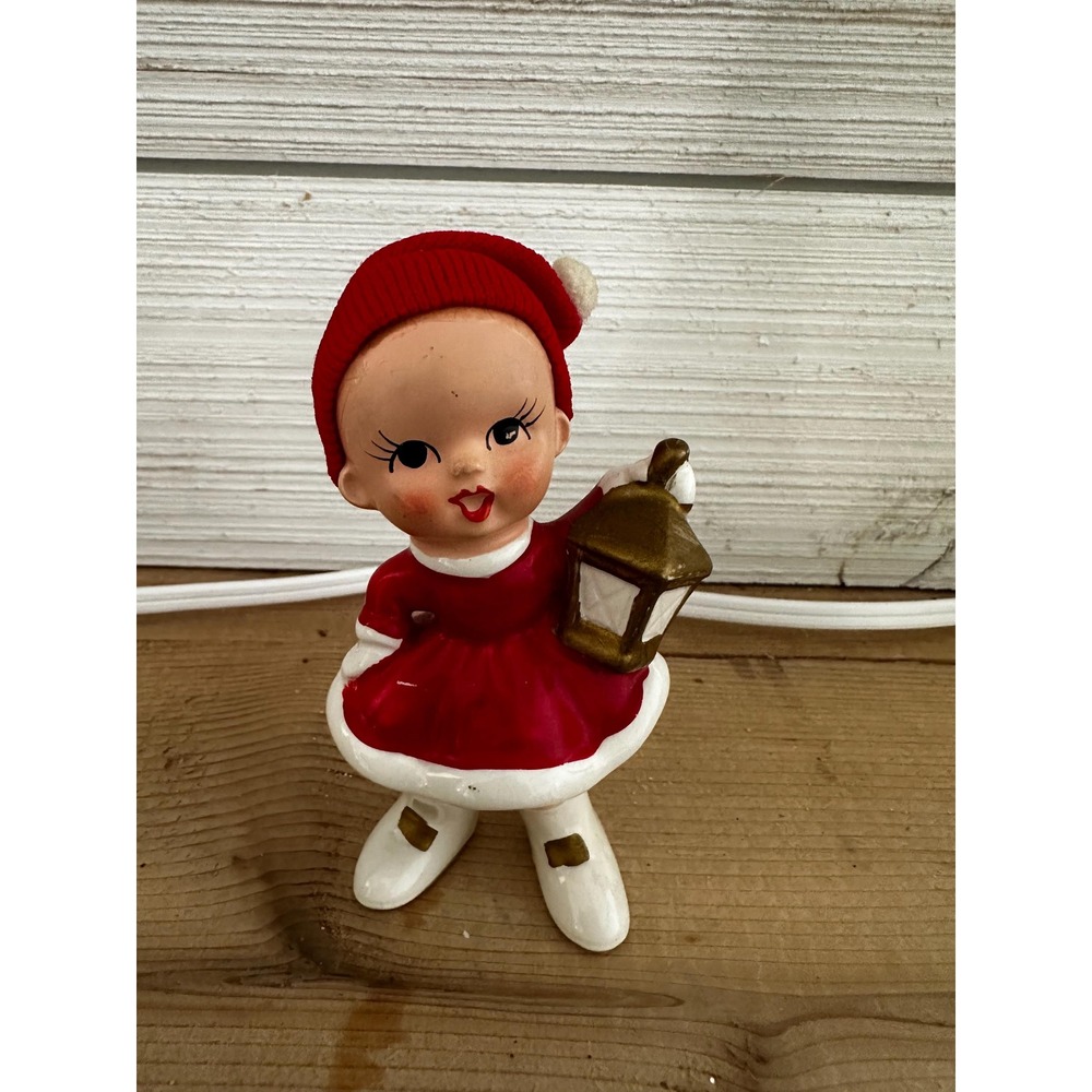 Vintage Napco Girl Elf Figurine holding light